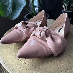Zara Patent bow flats.